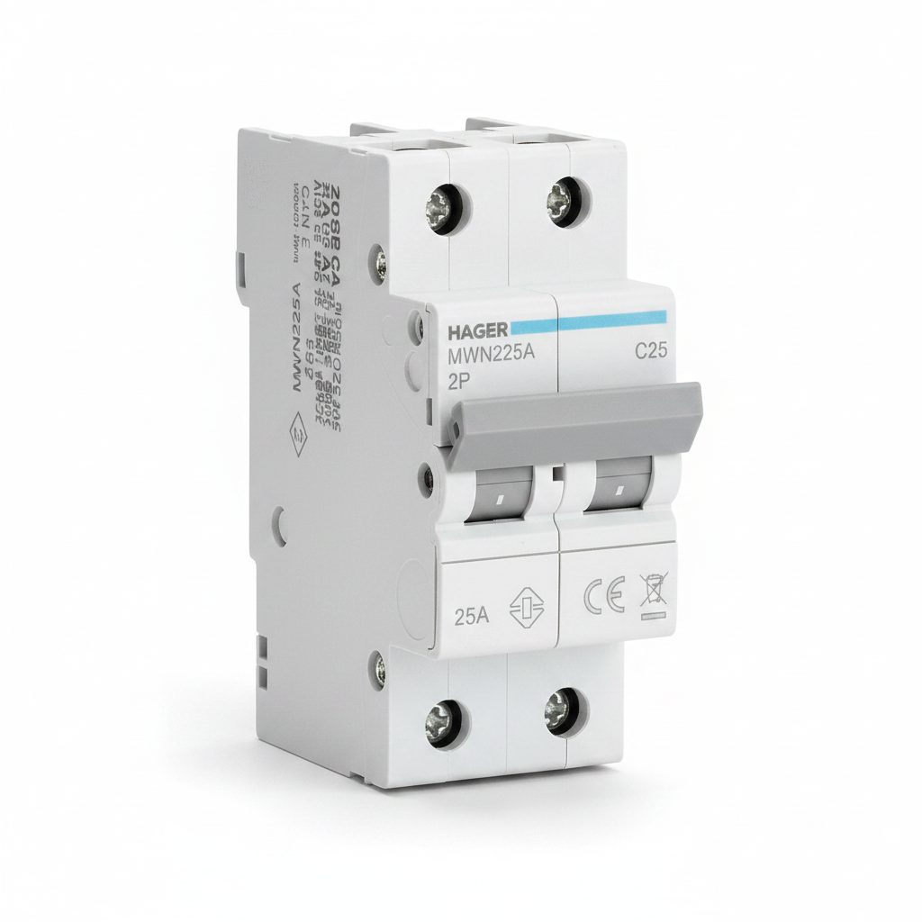 HAGER - Automaat 3kA - C - 2P - 25A - 2M - MWN225A